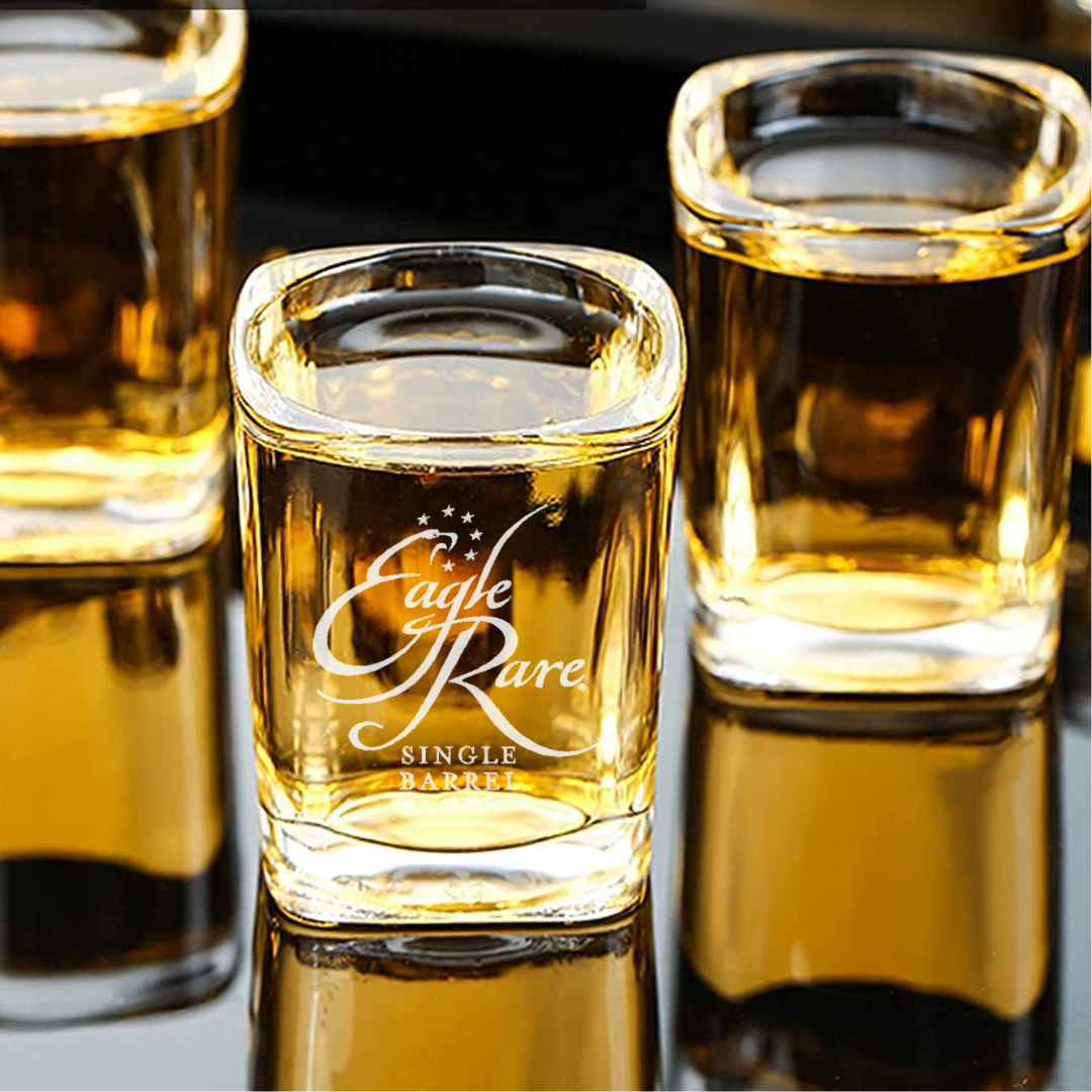Custom Engraved Eagle Rare Single Barrel Square Shot Glass – 2.2 oz Capacity