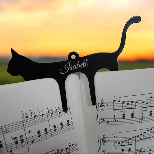Personalized Metal Cat Shape Music Book Page Holder Clip Laser Engrave Name