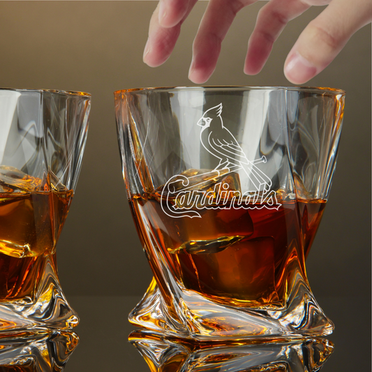 Custom Engraved St. Louis Cardinals Whiskey Glass – 10 oz Twisted Rocks Glass