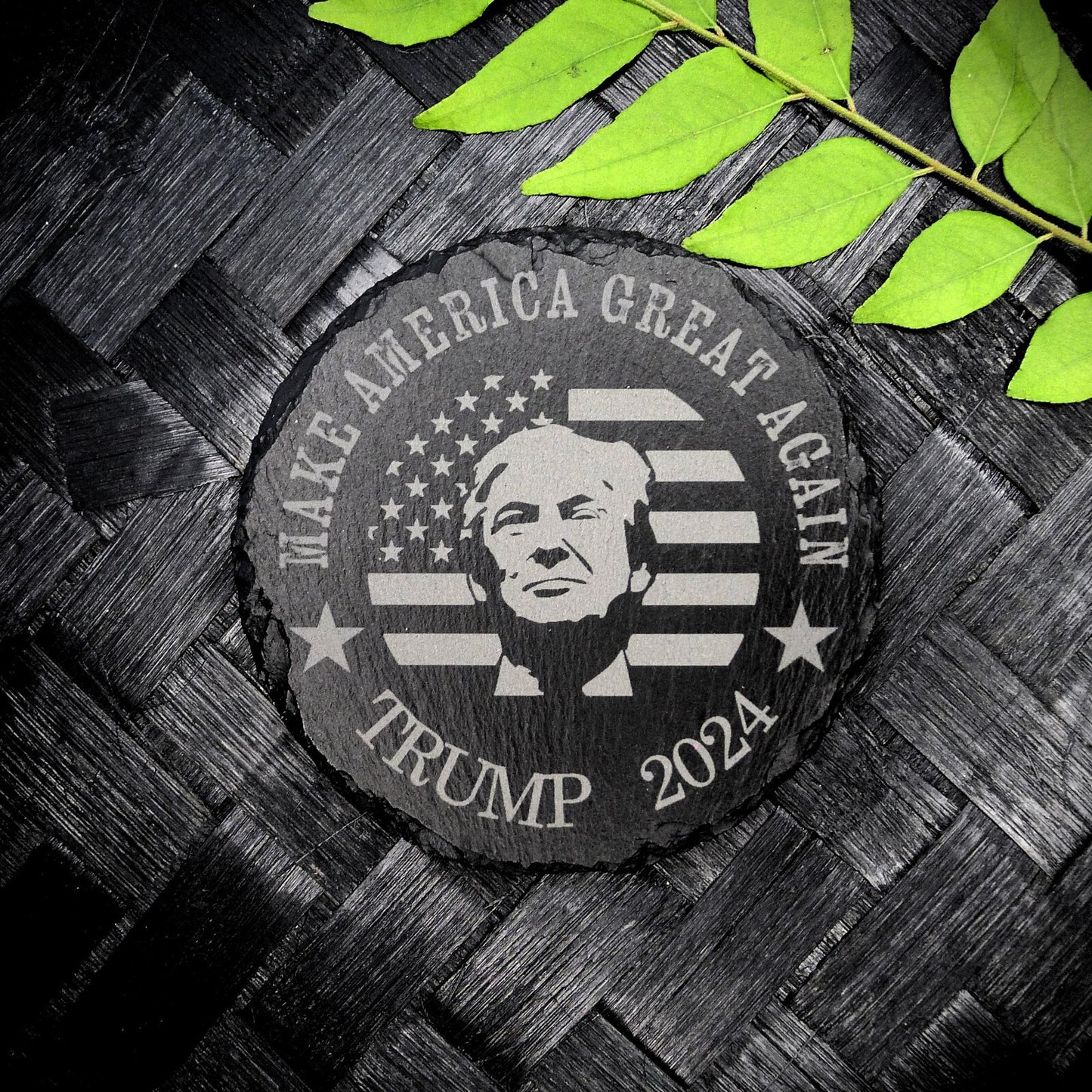 Trump 2024 MAKE AMERICA GREAT Slate Coasters Custom Home Decor MAGA Patriot Gift