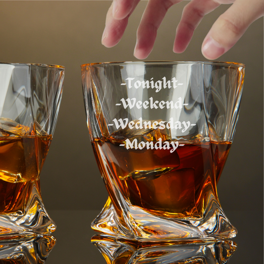 Custom Engraved Funny Days Twisted Whiskey Glass – 10 oz Capacity