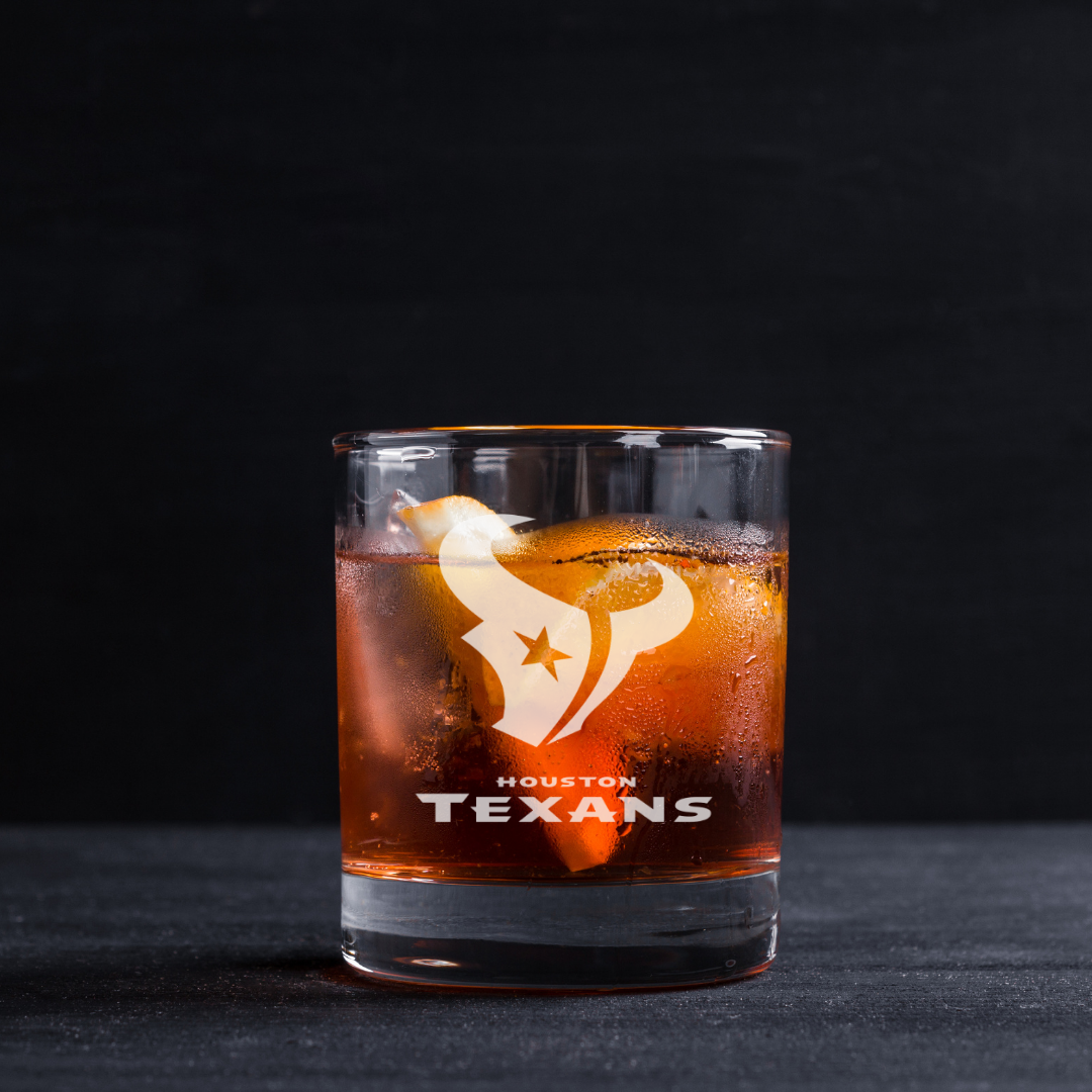 Custom Engraved Houston Texans Whiskey Glass – 11 oz Rocks Glass