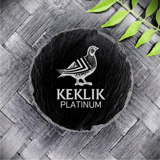 Keklik Platinum Slate Coaster Brand New Handcrafted Laser Engraved Round