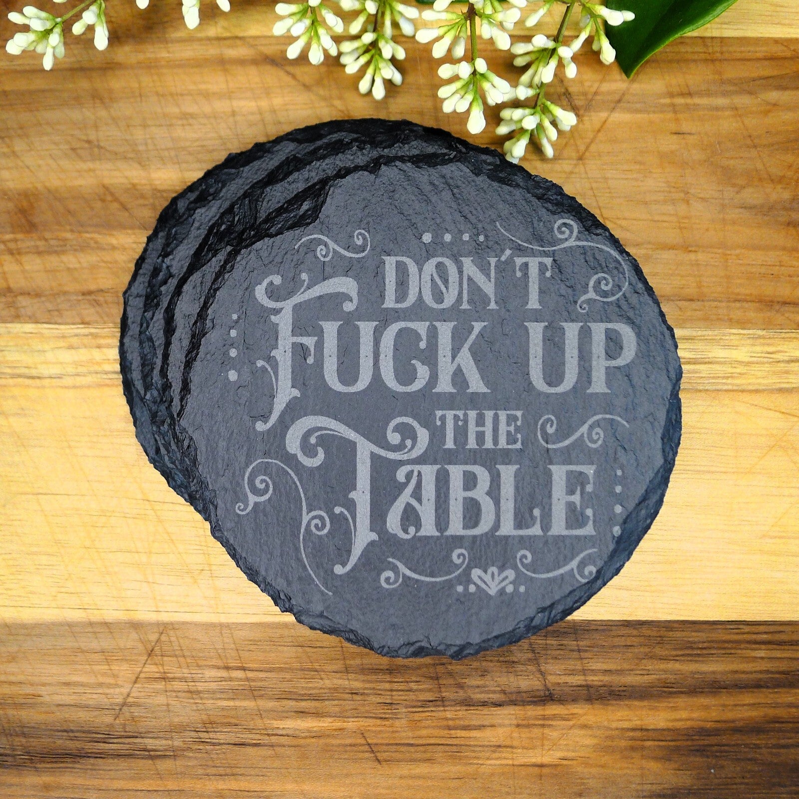 Don't F Up the Table Coaster Set Funny Home Decor Brand New Laser Engraved