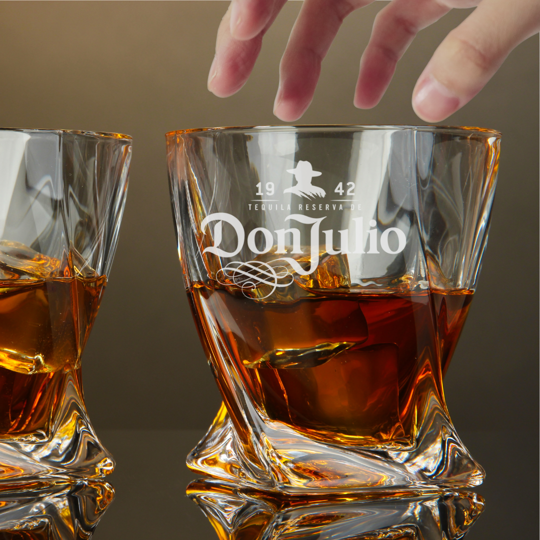 Custom Engraved Don Julio Twisted Whiskey Glass – 10 oz Rocks Glass New
