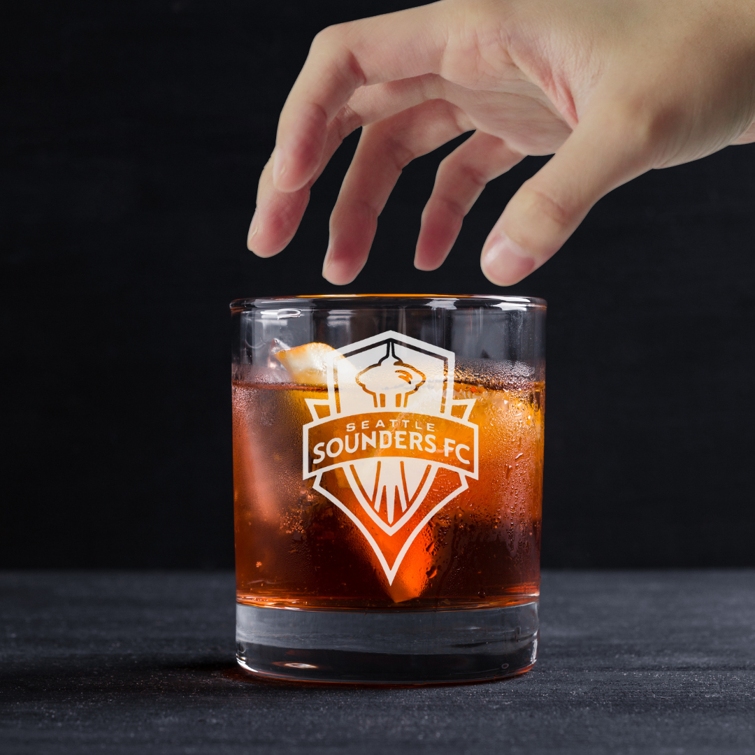 Custom Engraved Seattle Sounders FC Whiskey Glass – 11 oz Standard Rocks Glass