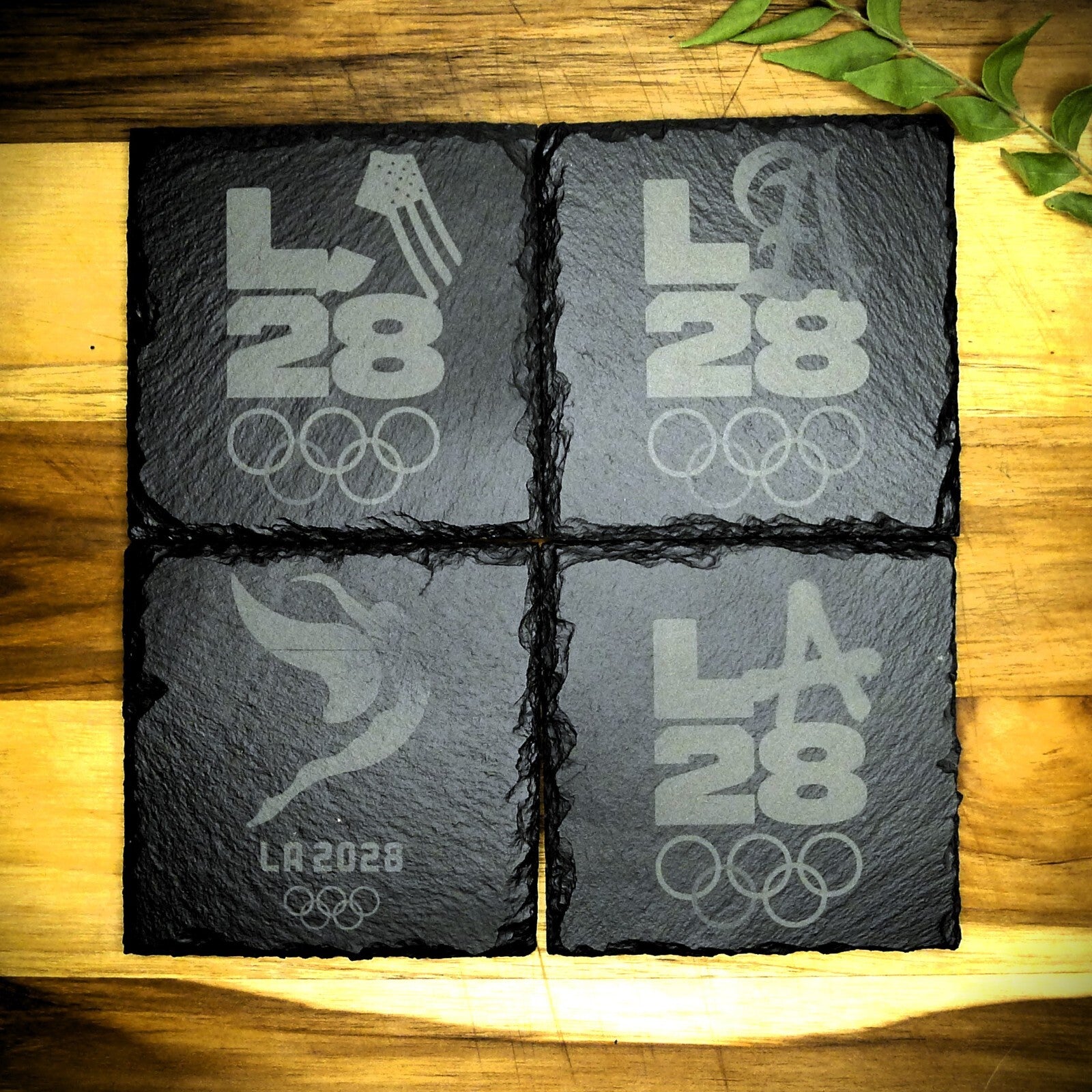 Los Angeles 2028 Olympic Slate Coaster Set LA28 Brand New Hand Made 