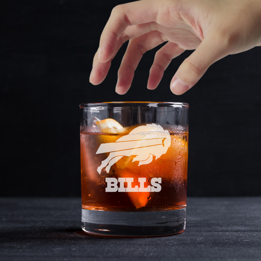 Custom Engraved Buffalo Bills Whiskey Glass – 11 oz Rocks Glass