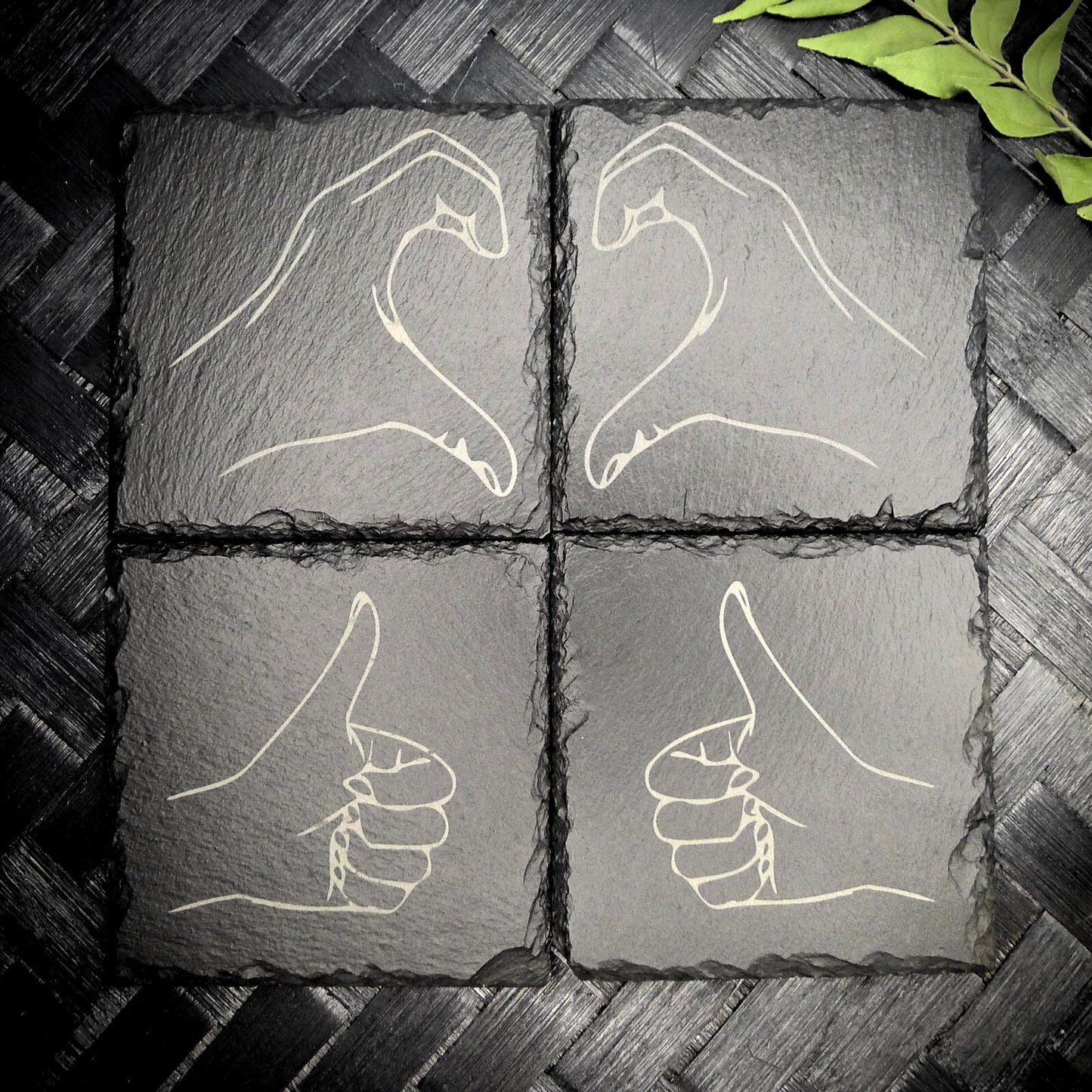 Friendzone Slate Coaster Set – Brand New Laser Engraved Hand Made Home Decor