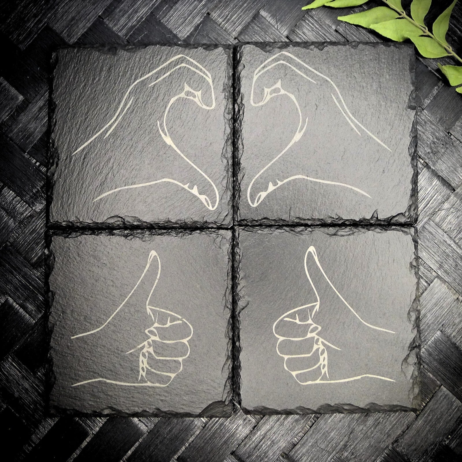 Friendzone Slate Coaster Set – Brand New Laser Engraved Hand Made Home Decor