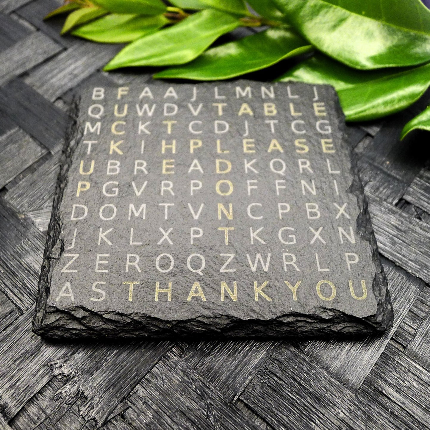 Don't F up the Table Word Search Puzzle Slate Coaster Brand New Hand Made Unique