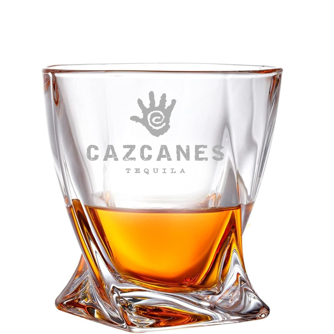 Custom Engraved Cazcanes Whiskey Glass – 10 oz Twisted Rocks Glass New