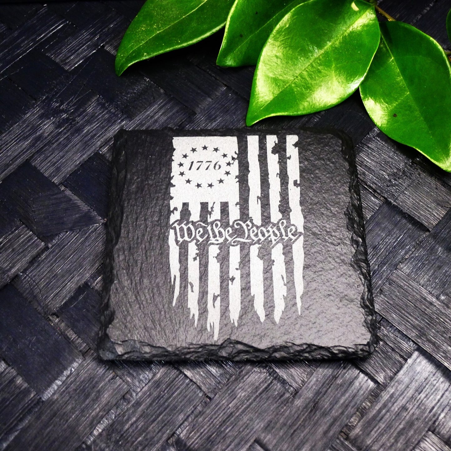Patriotic 1776 America Flag Slate Coaster Set Brand New Hand Made Laser Engraved