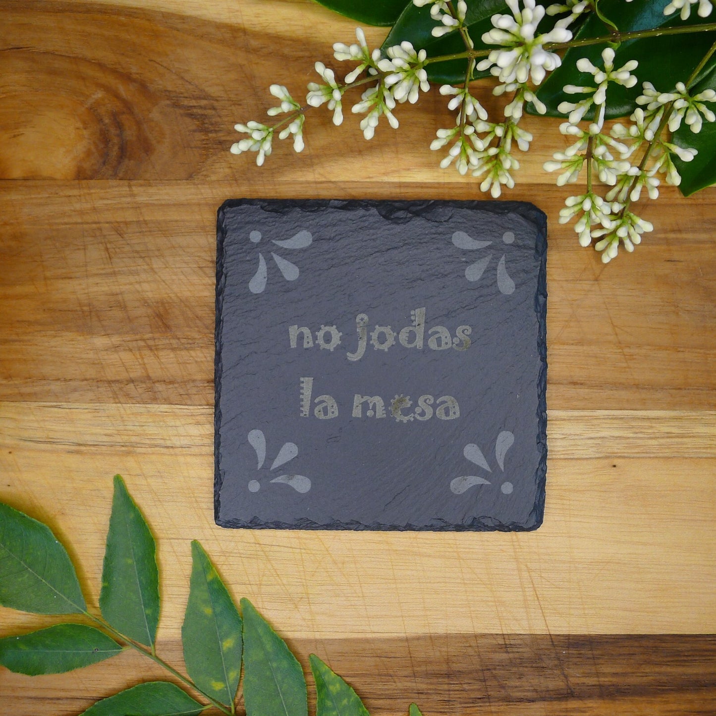 No Jodas La Mesa  juego de posavasos de pizarra Square Slate Coaster 4 pcs Set