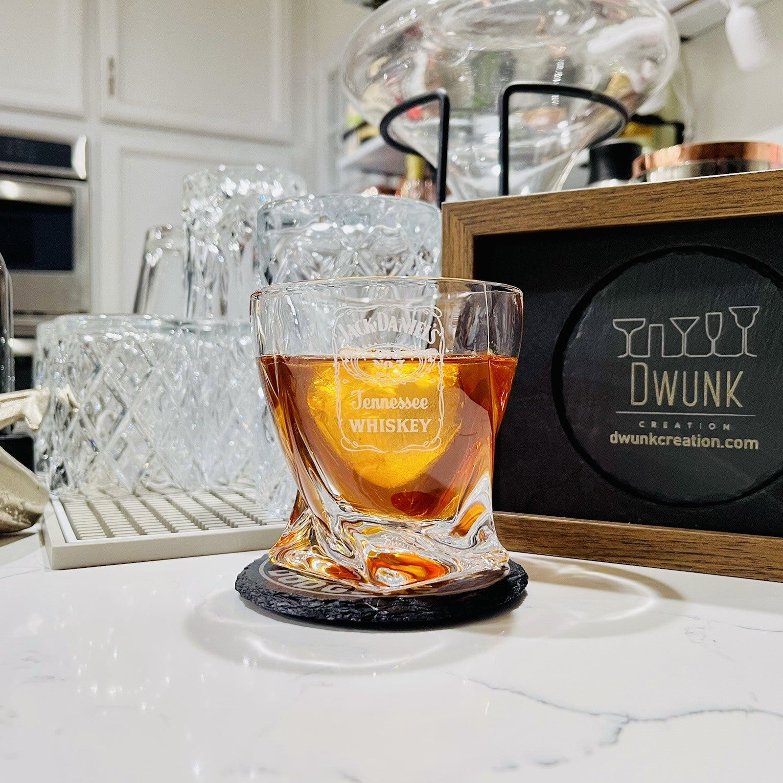 Custom Engraved Jack Daniel’s Twisted Whiskey Glass – 10 oz Rocks Glass New