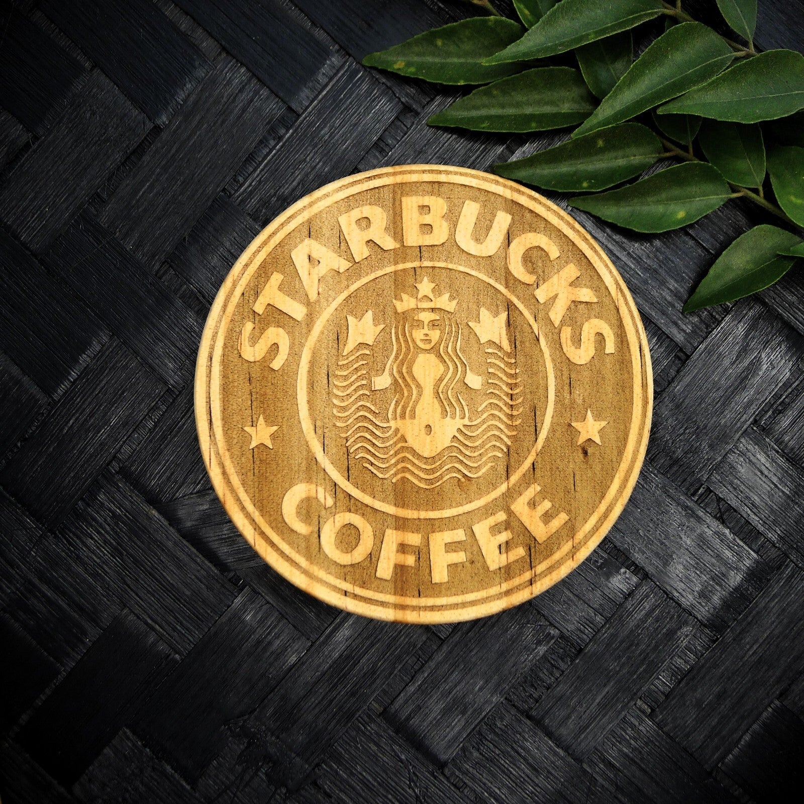 Starbucks Siren Coaster Set - Brand New Hand Made Laser Engraved Rustic Fan Art