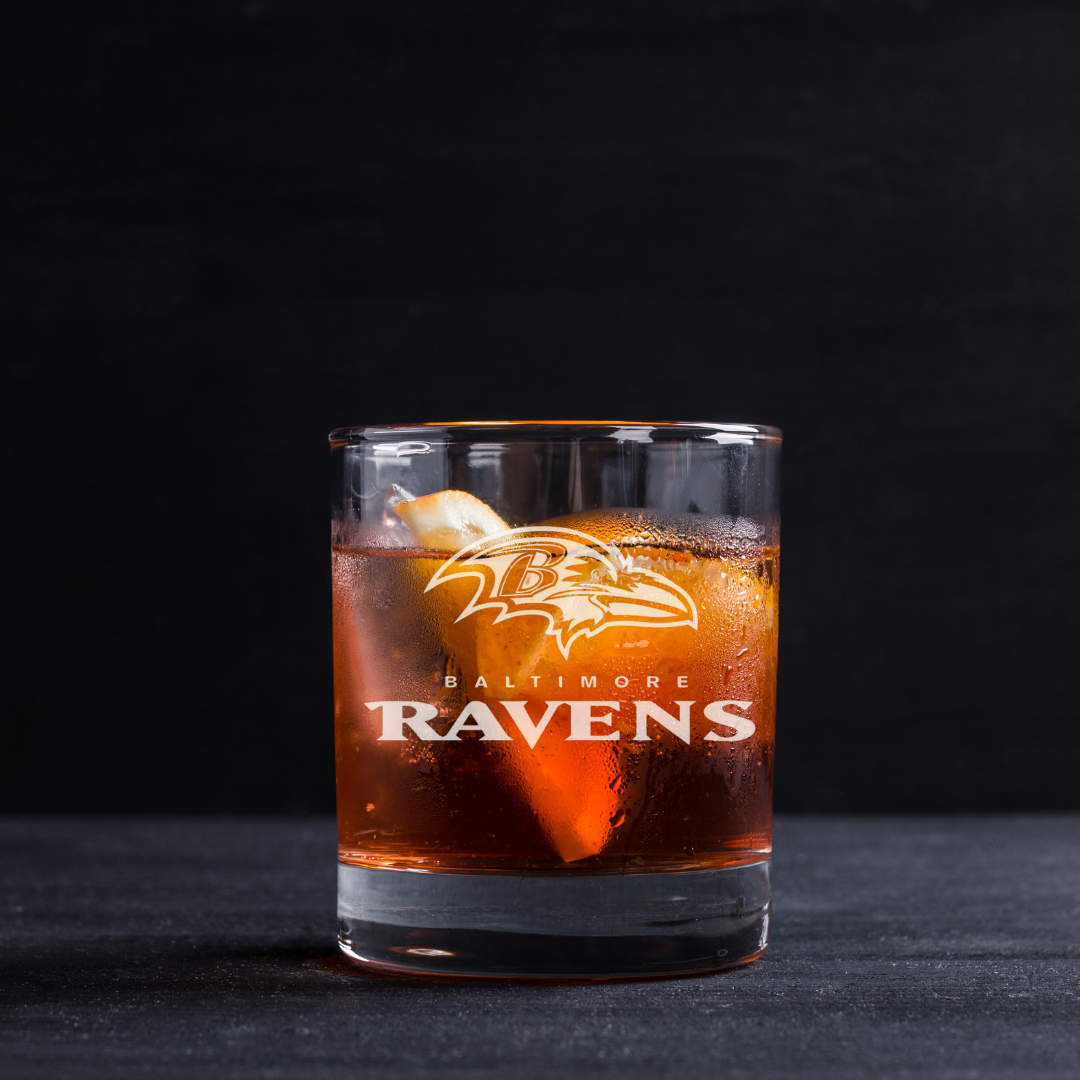 Custom Engraved Baltimore Ravens Whiskey Glass – 11 oz Rocks Glass