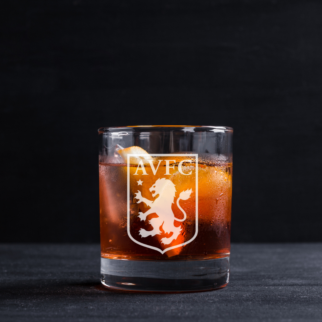 Custom Engraved Aston Villa Whiskey Glass – 11 oz Standard Rocks Glass NEW