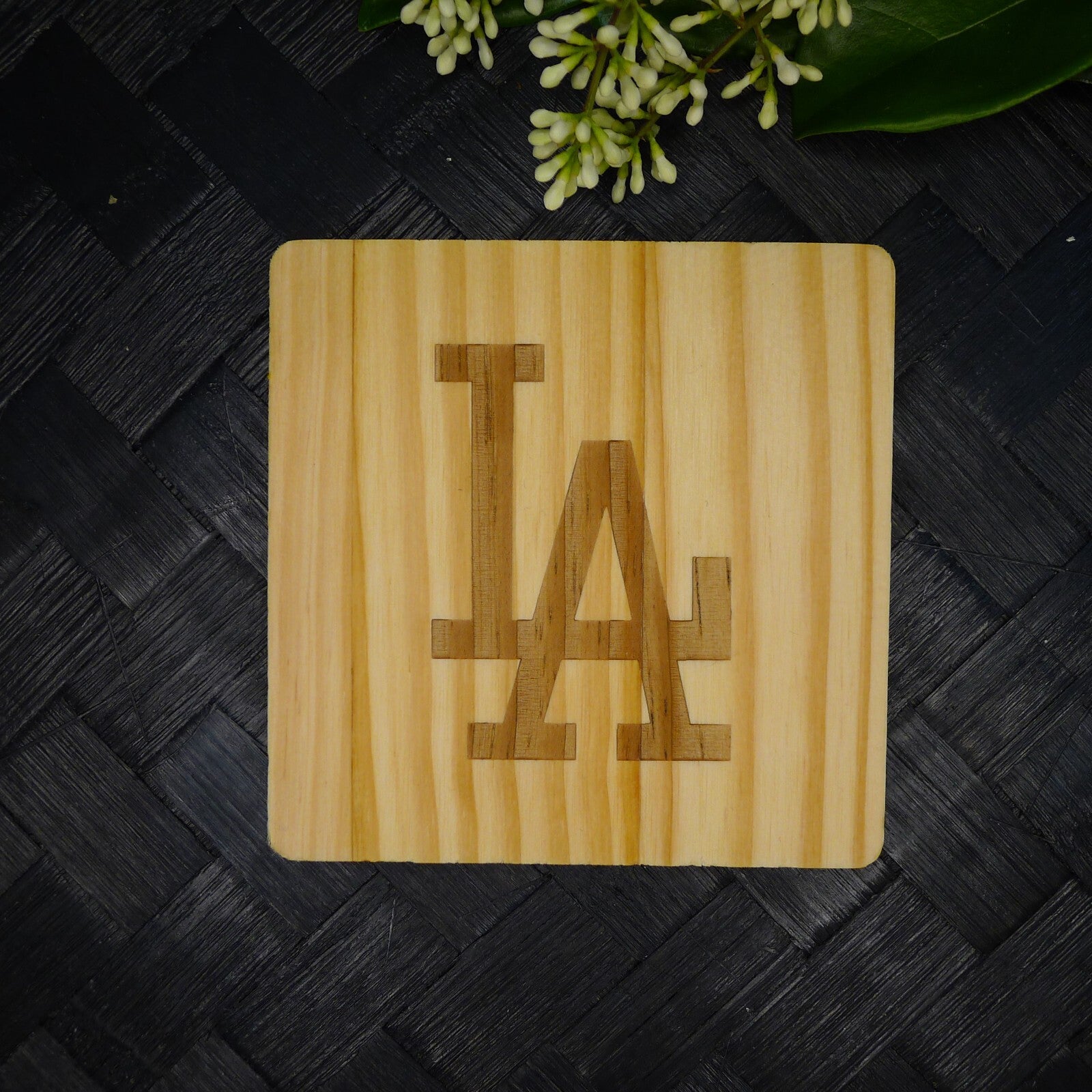 Los Angeles LA Dodgers Coaster Set MLB Brand New Laser Engraved Wood Hand Made 