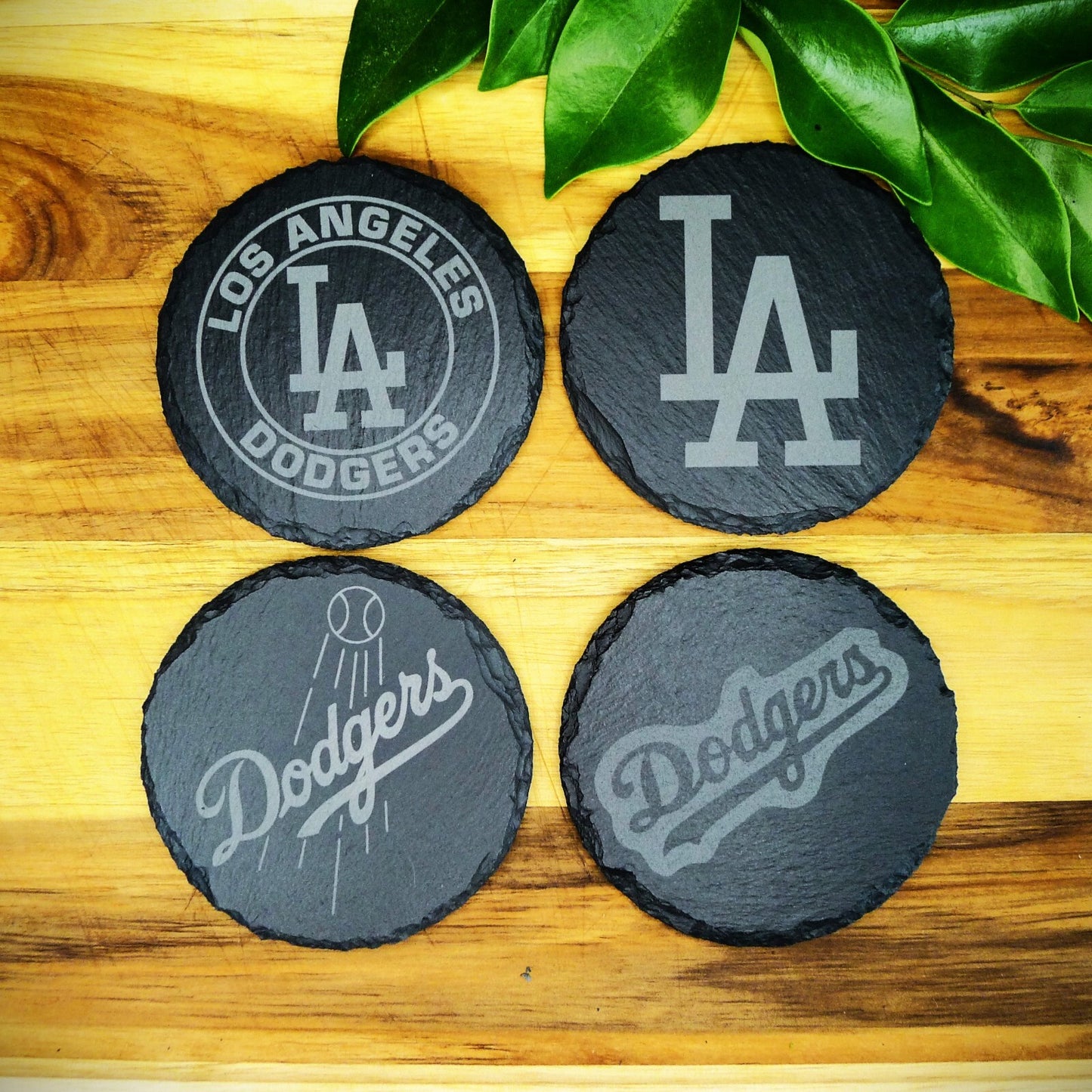 Los Angeles LA Dodgers Coaster Set MLB Brand New Laser Engraved Stone Hand Made