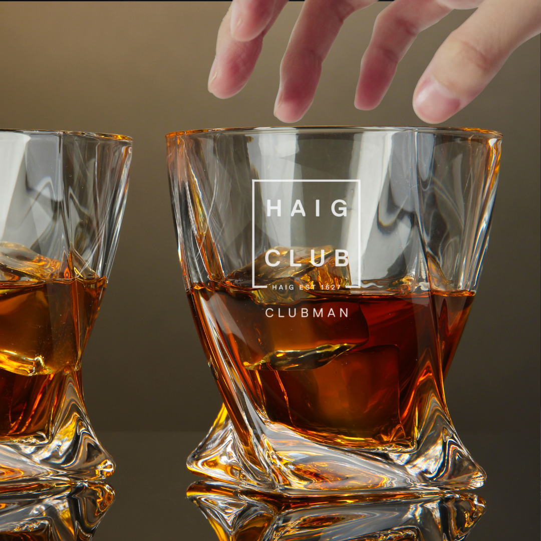 Custom Engraved Haig Club Whiskey Glass – 10 oz Twisted Rocks Glass