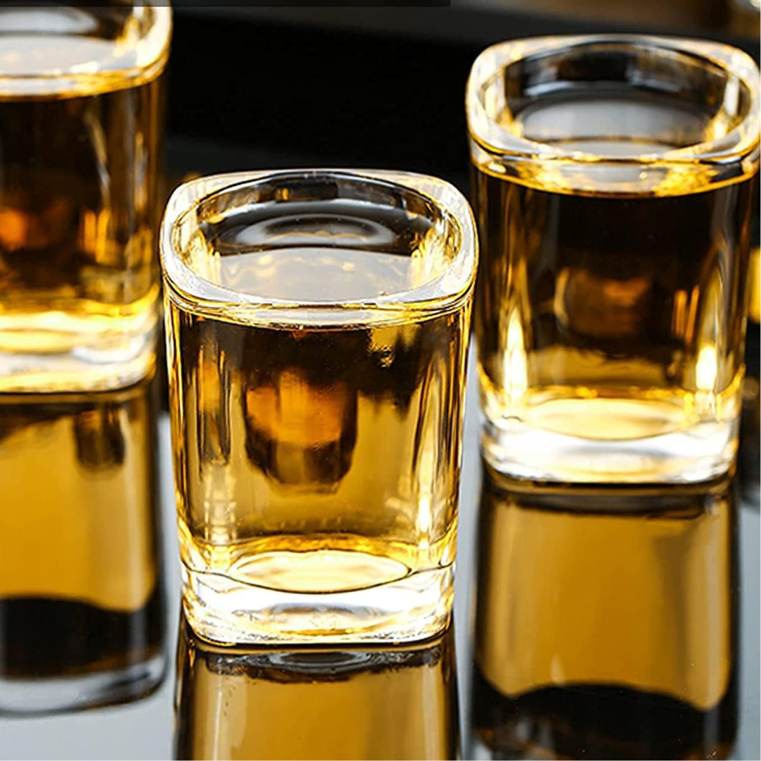 Square Shot Glass 2.2oz – blank lifestyle (Your Logo MTO)