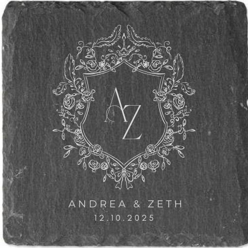 Engagement Gift Slate Coaster Set. Wedding Gift Anniversary Gift Coaster Set