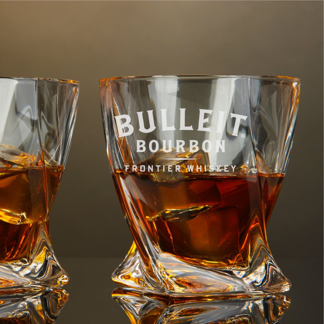 Bulleit Frontier Whiskey Twisted Whiskey Glass 10oz