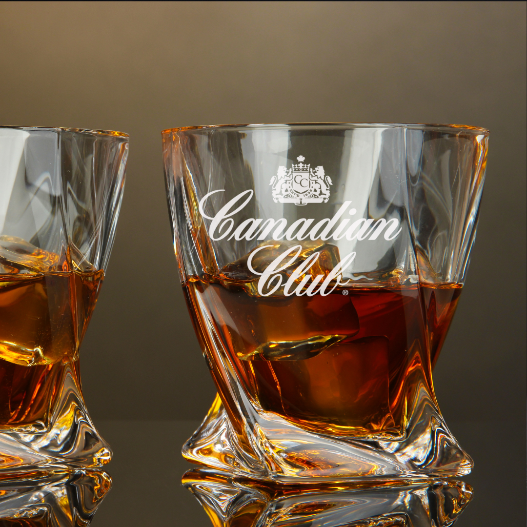 Canadian Club Whisky Twisted Whiskey Glass 10oz