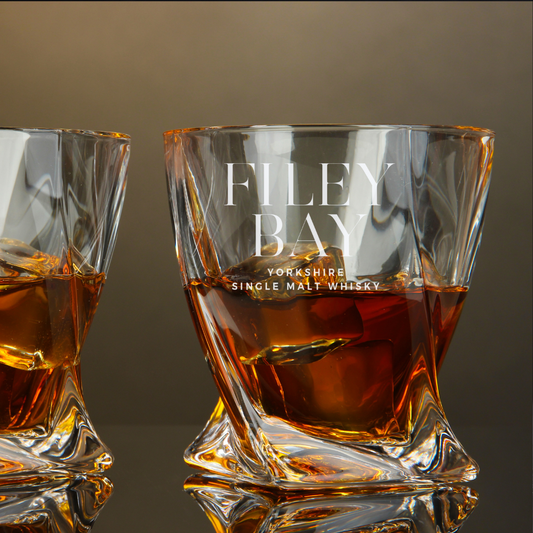 Filey Bay Flagship Yorkshire Single Malt Whisky Twisted Whiskey Glass 10oz