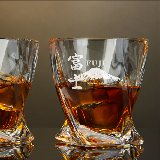 Fuji Gotemba Single Grain Whisky Twisted Whiskey Glass 10oz