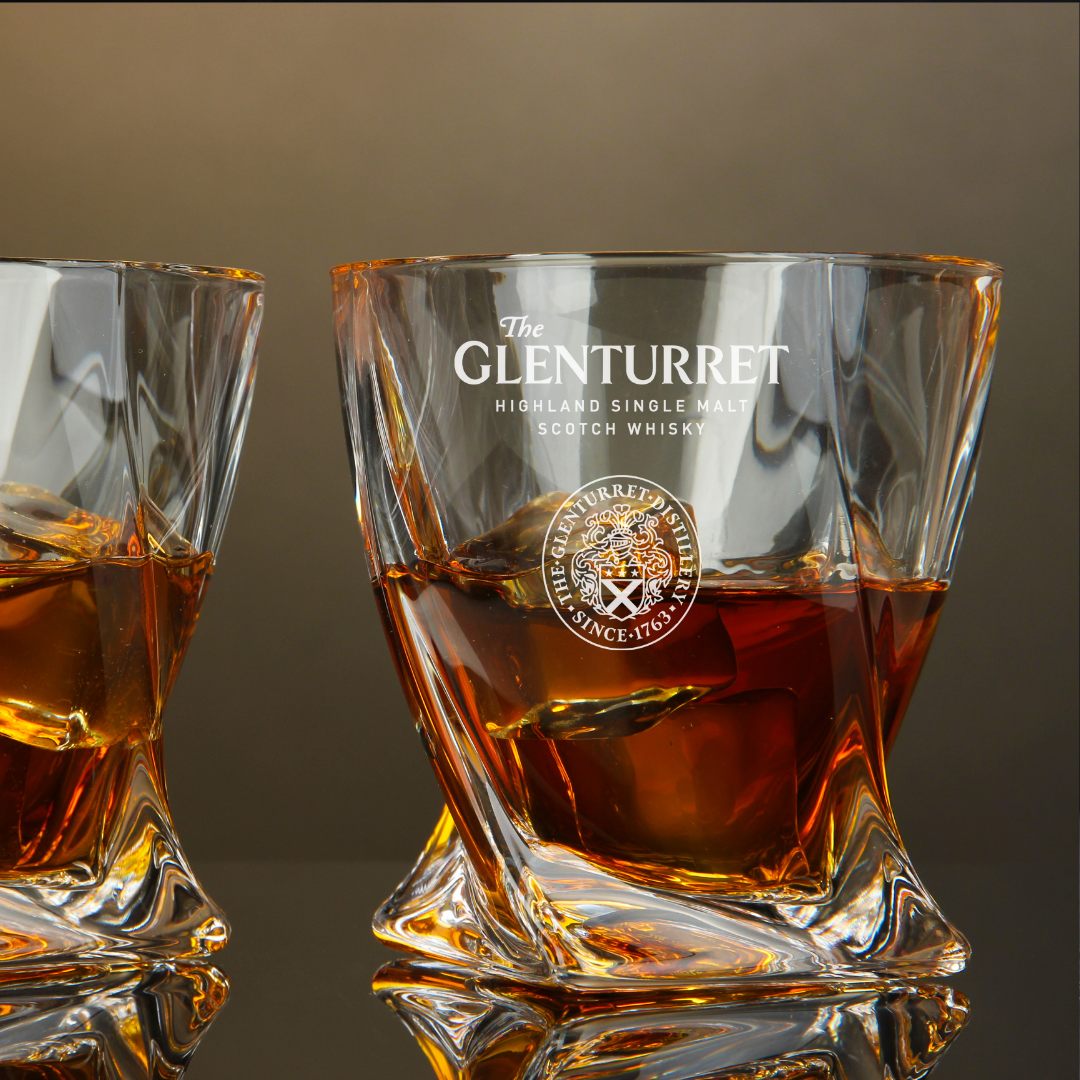 Glenturret Single Malt Scotch Whisky Twisted Whiskey Glass 10oz