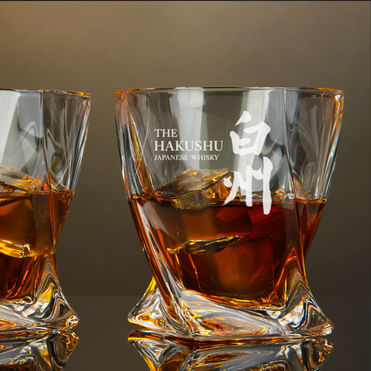 Hakushu Single Malt Japanese Whisky Twisted Whiskey Glass 10oz
