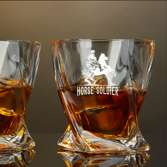 Horse Soldier Bourbon Whiskey Twisted Whiskey Glass 10oz