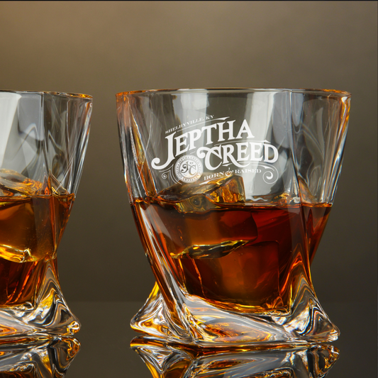 Jeptha Creed Straight Bourbon Whiskey Twisted Whiskey Glass 10oz