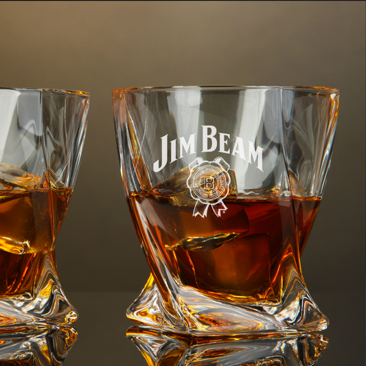 Jim Beam Straight Bourbon Twisted Whiskey Glass 10oz