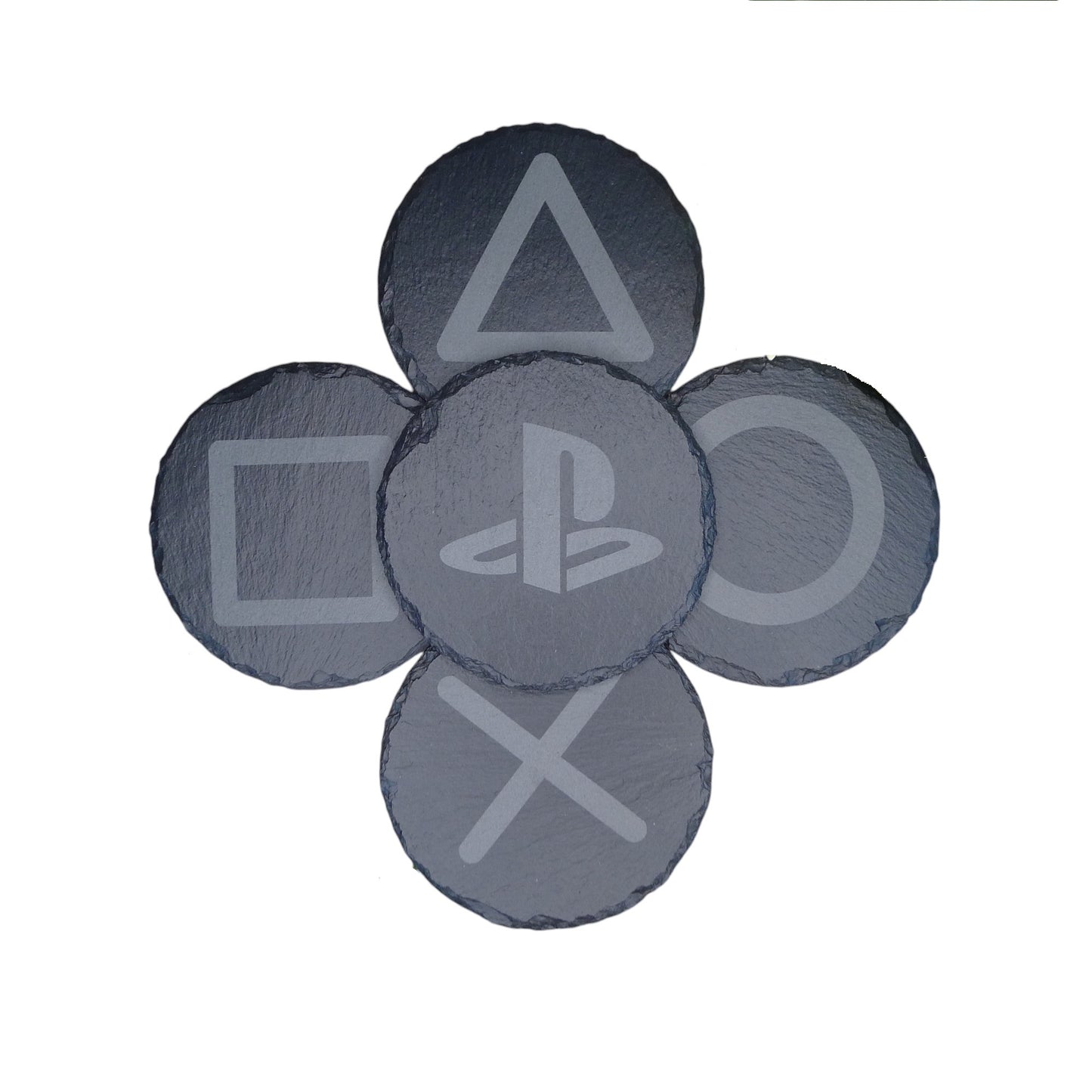 PlayStation Gaming Slate Coaster Set - Laser-engraved PlayStation buttons Coasters