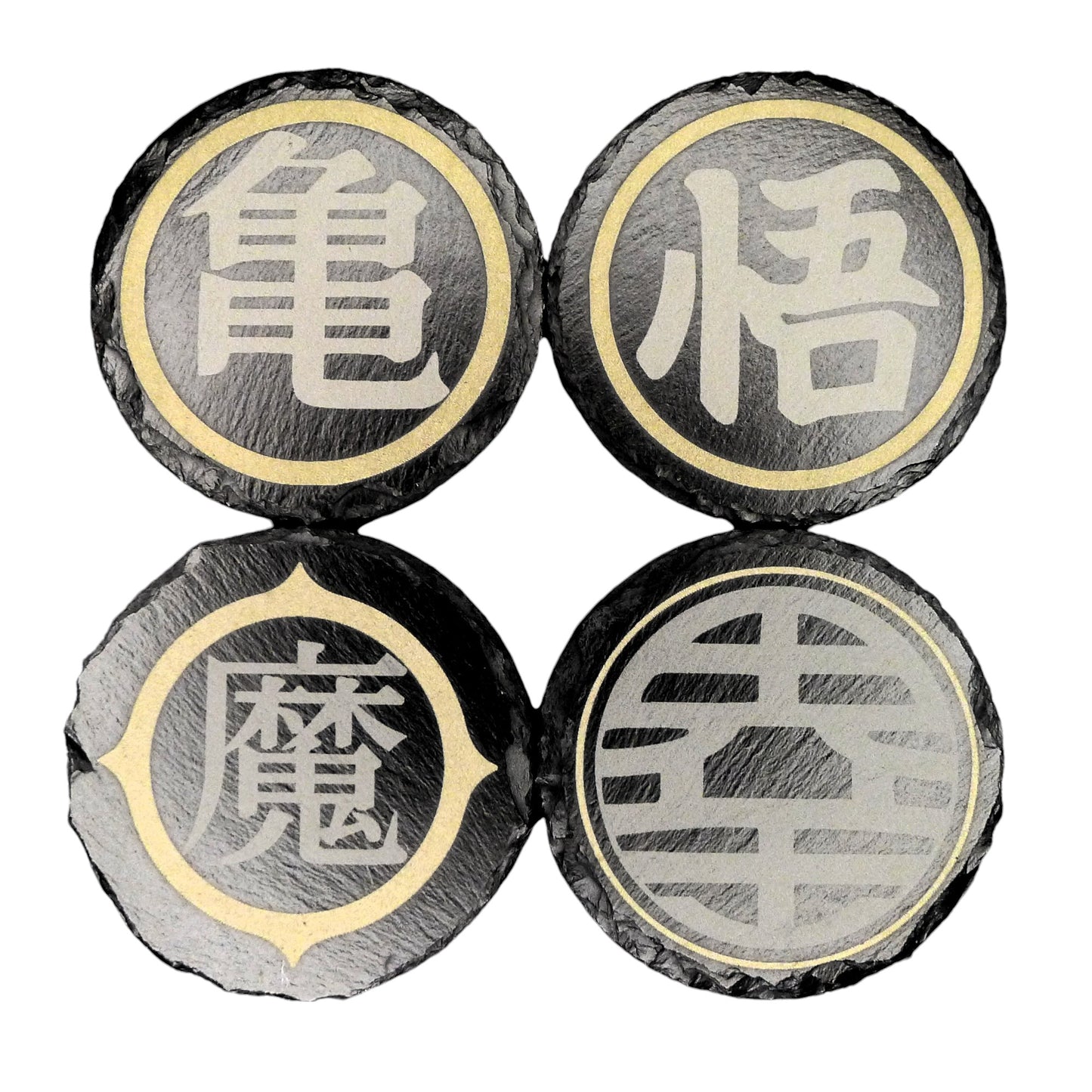 RARE! Dragonballz Inspired Slate Coaster Set – Handcrafted Two-Tone Laser Engraved Coasters