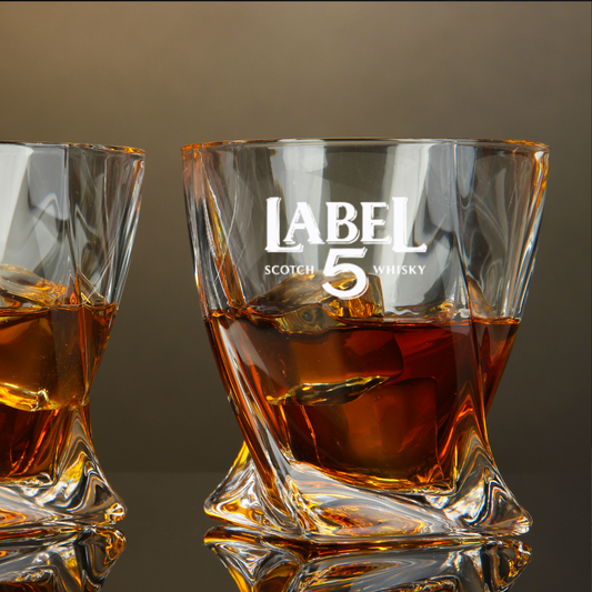Label 5 Blended Scotch Whisky Twisted Whiskey Glass 10oz