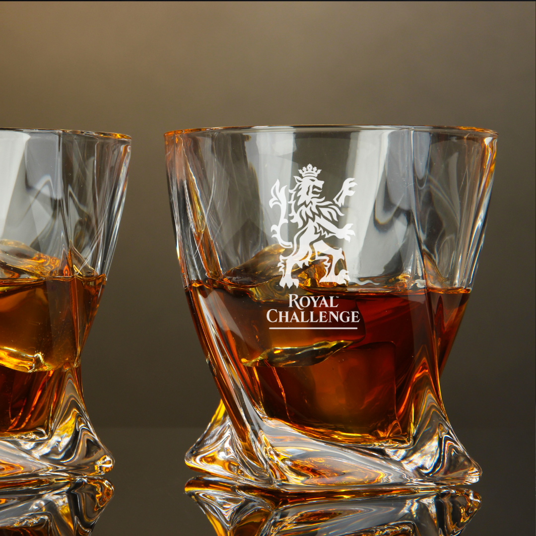 Royal Challenge Whisky Twisted Whiskey Glass 10oz