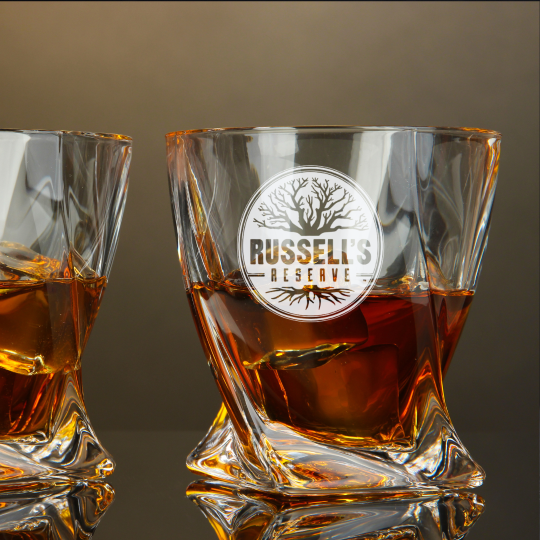 Russell's Reserve Bourbon Twisted Whiskey Glass 10oz