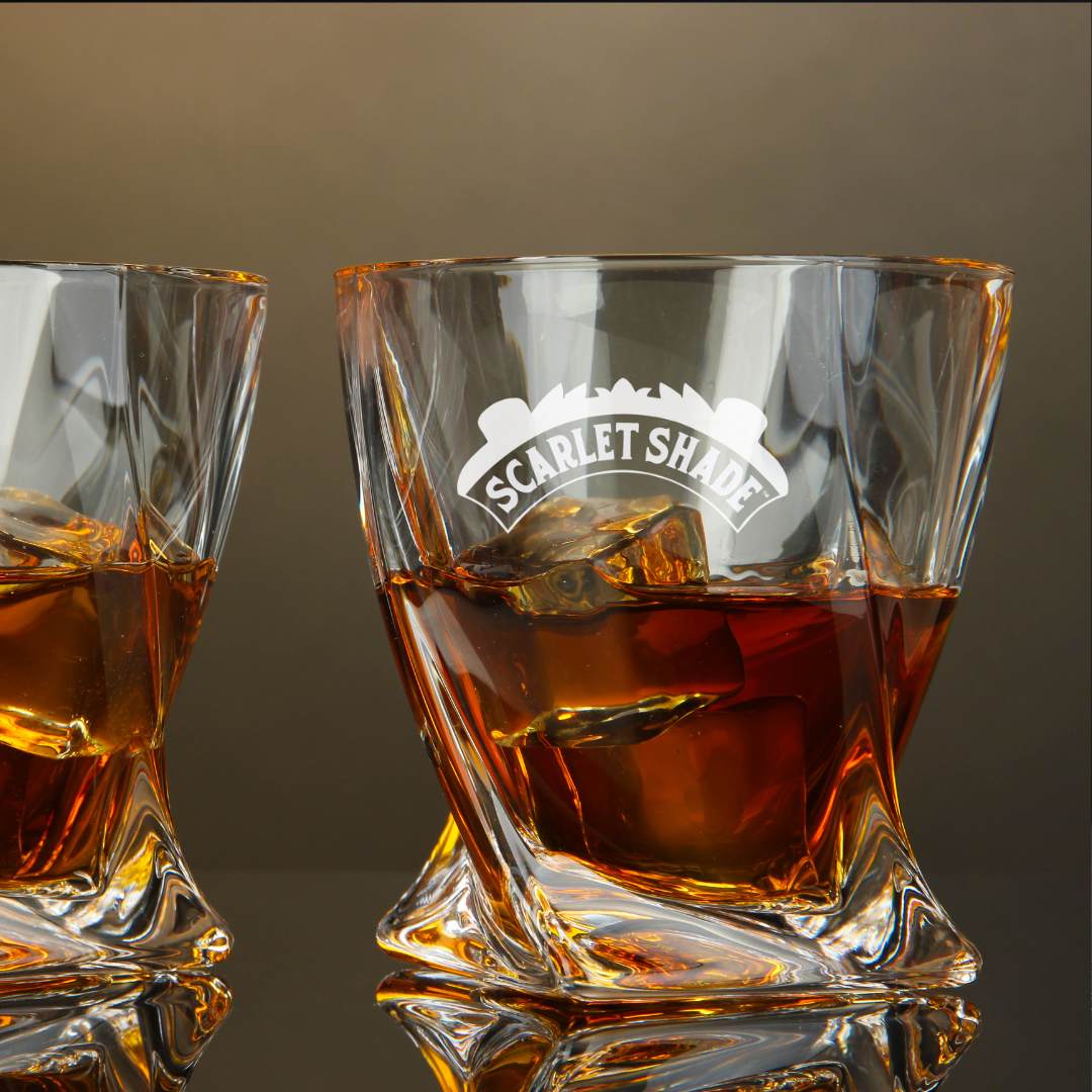 Scarlet Shade Rye Whiskey Twisted Whiskey Glass 10oz