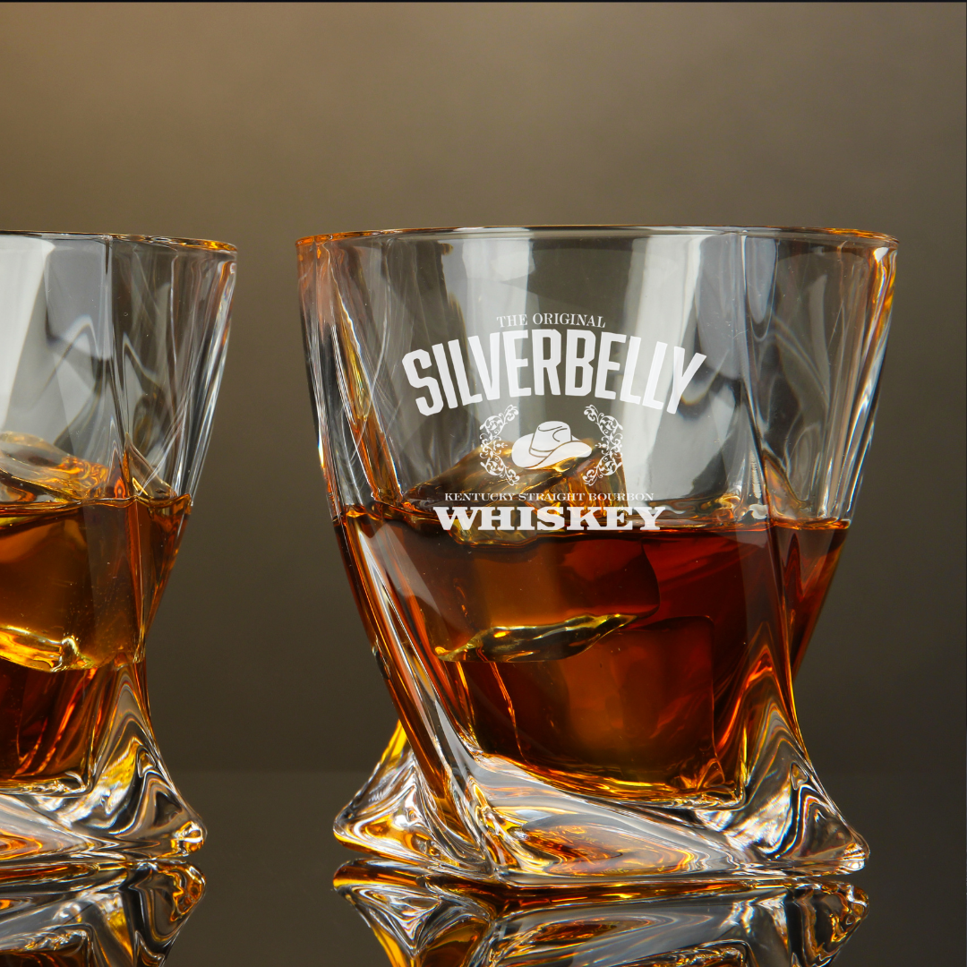 Silverbelly Kentucky Straight Bourbon Whiskey Twisted Whiskey Glass 10oz