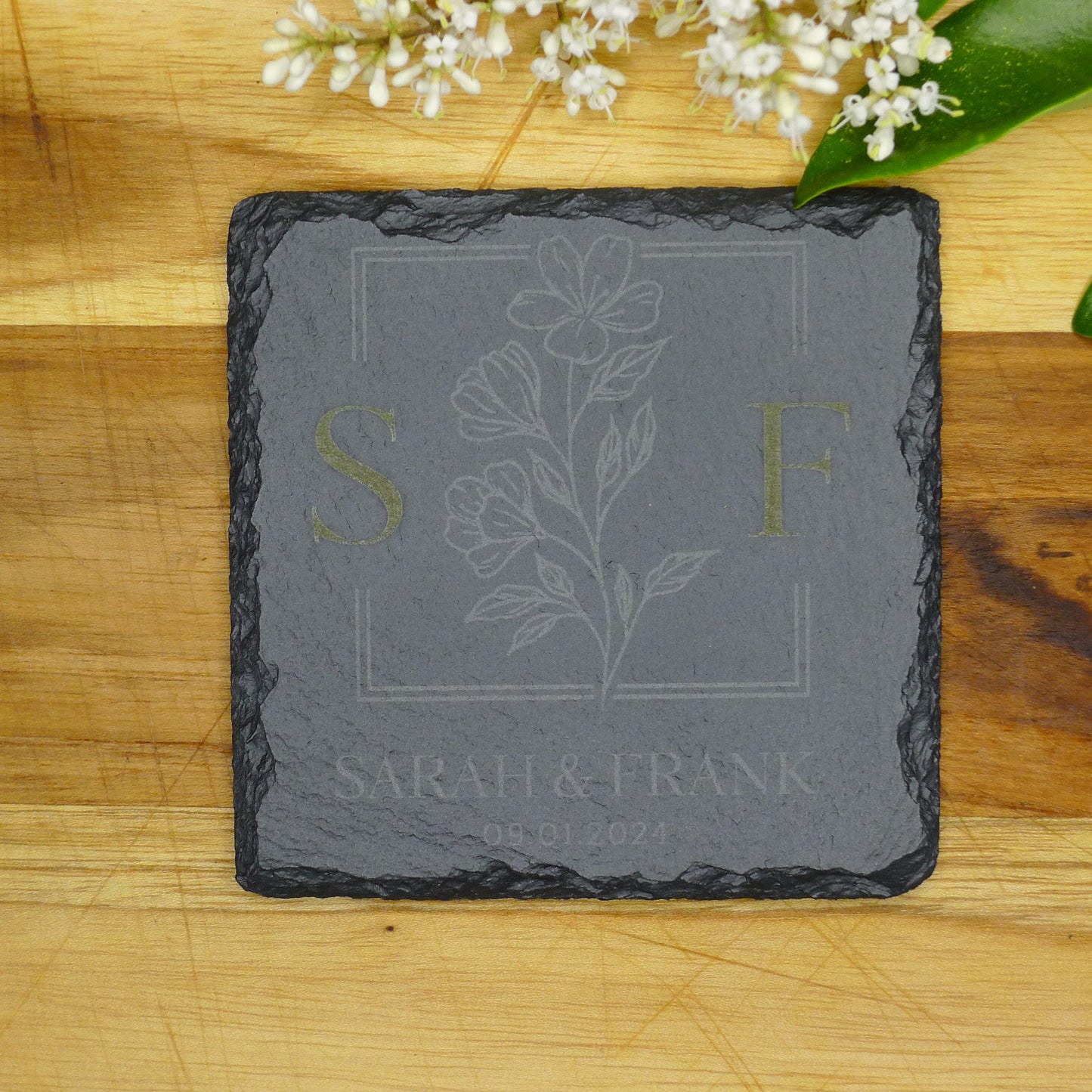 Personalized Slate Coasters Set, Custom Wedding Gift Party Favor, House Warming Gift, Coffee Beer Bar Drink Coaster, Business Promotion Idea