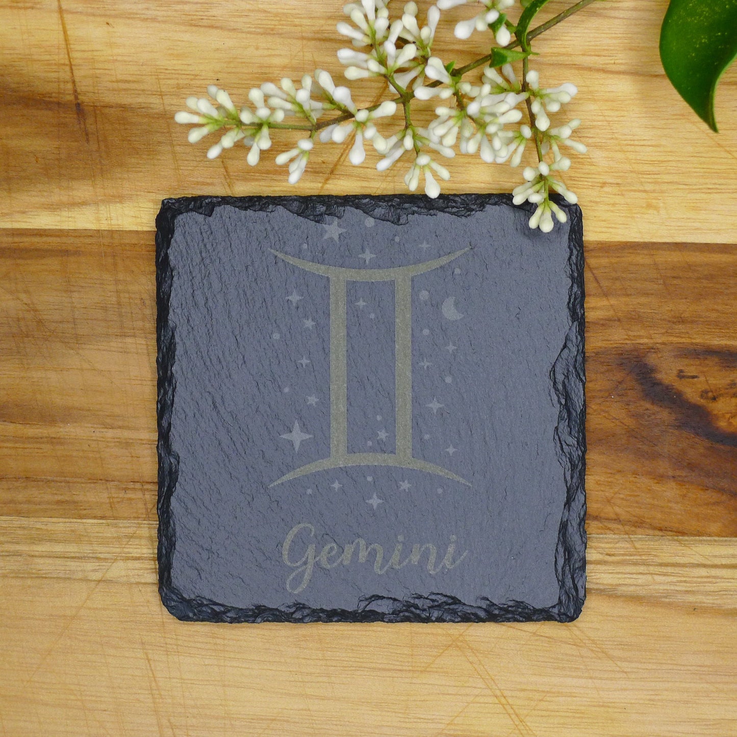 Zodiac Slate Coasters Custom Engraved Astrology Drink Coasters