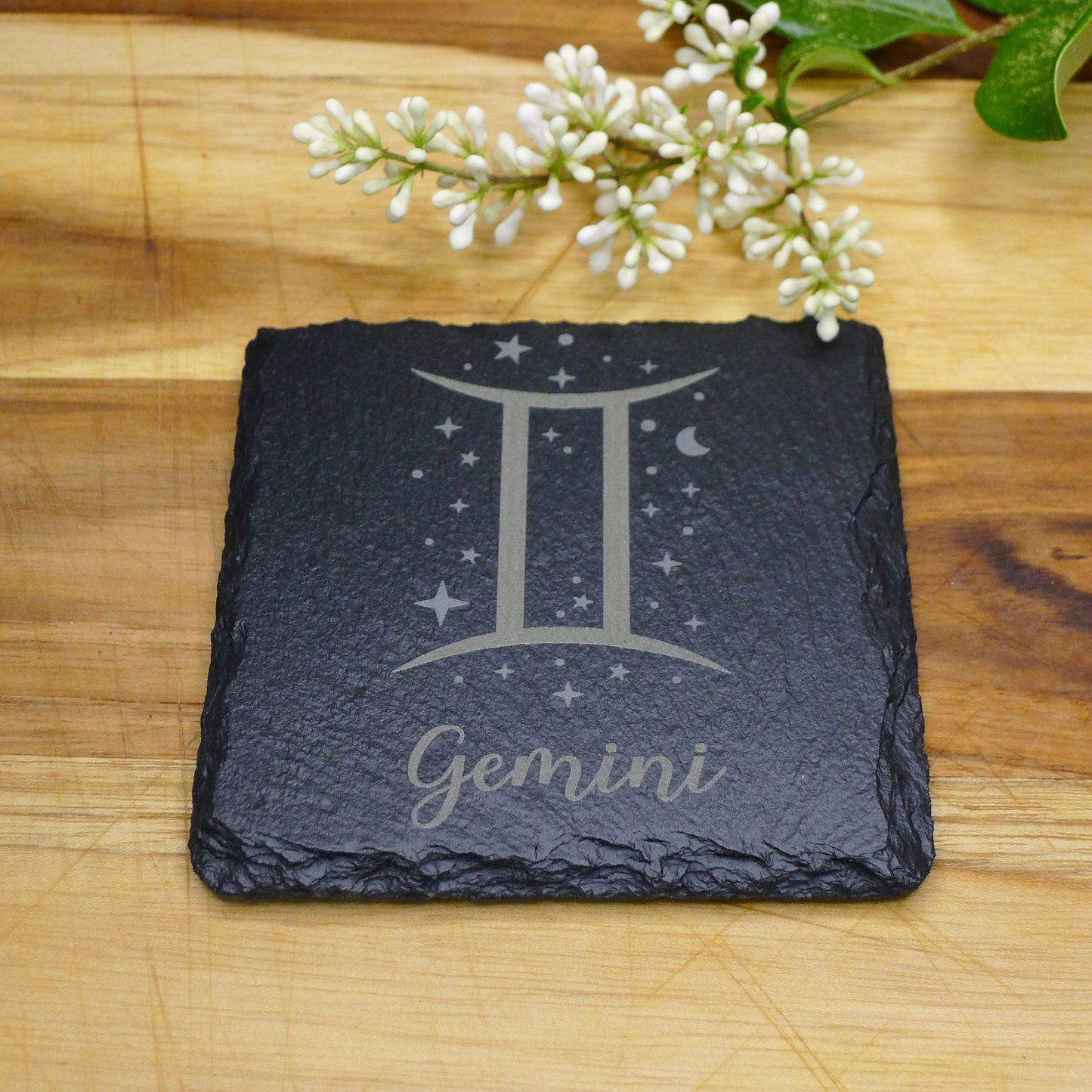 Zodiac Slate Coasters Custom Engraved Astrology Drink Coasters