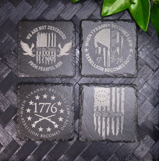 Patriotic Slate Coaster Set 1776 Coasters Slate Coasters- American Flag Coaster- Beer- Patriotic Gift- Anniversary Gift- Housewarming Gift