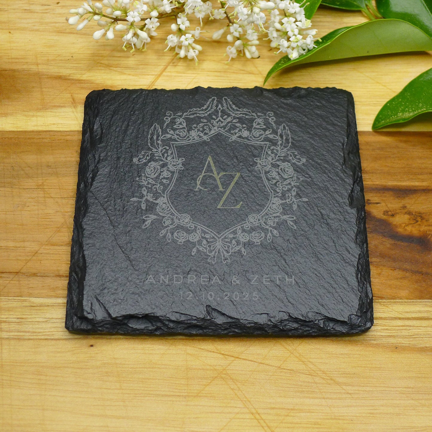 Personalized Slate Coasters Set, Custom Wedding Gift Party Favor, House Warming Gift, Coffee Beer Bar Drink Coaster, Business Promotion Idea