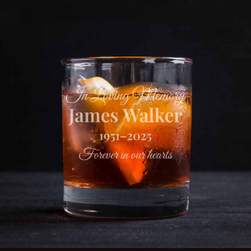 Engraved 11oz rocks glass in loving memory keepsake