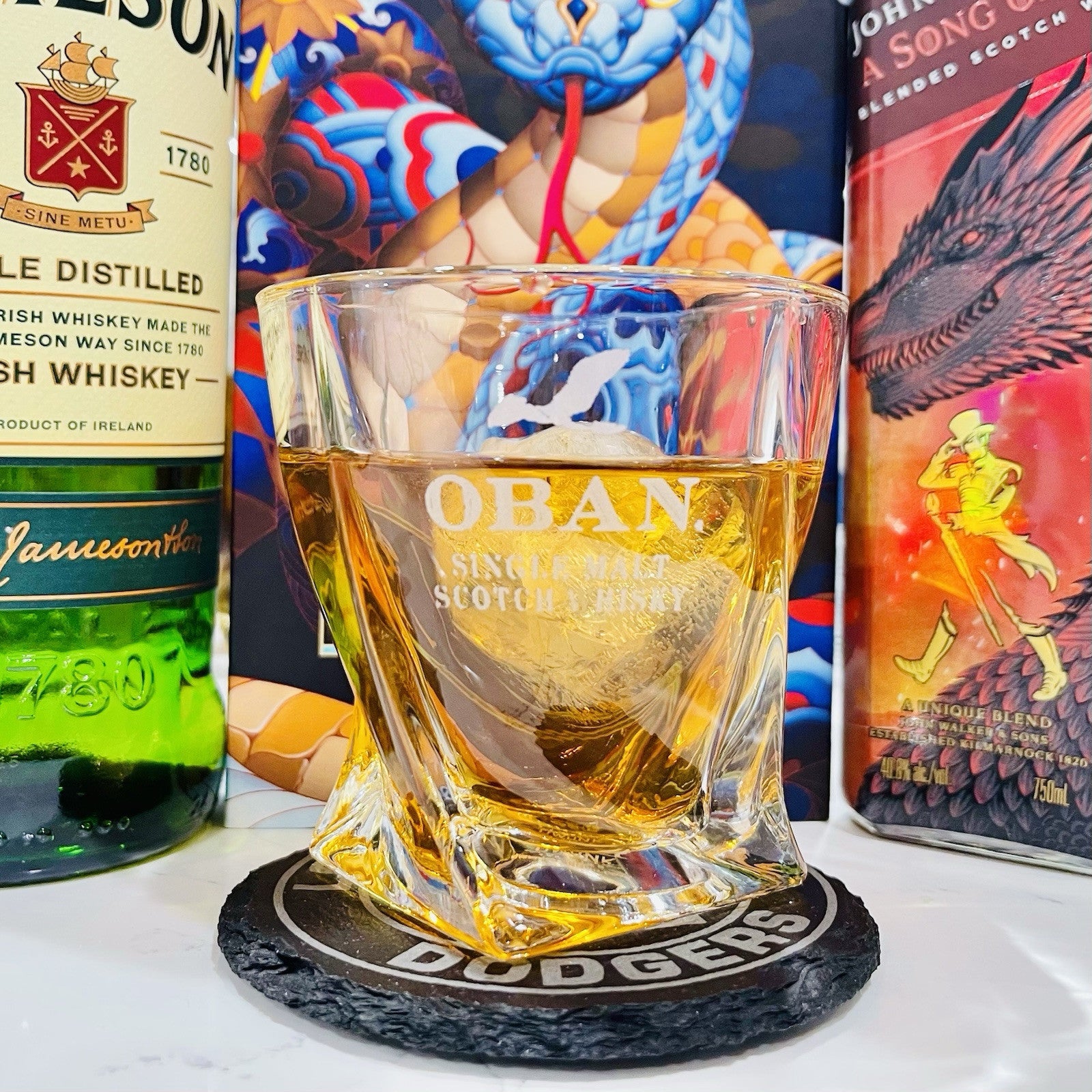 Custom Engraved Oban Whiskey Glass – 10 oz Twisted Rocks Glass